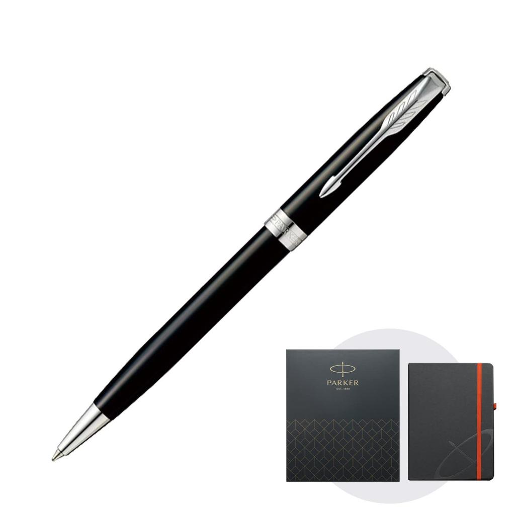 PARKER Sonnet Black CT Ballpoint Medium Gift Box Set with Original Officially 1950792 NS Pen, Nib, Oil-Based, Notebook, Imported,
