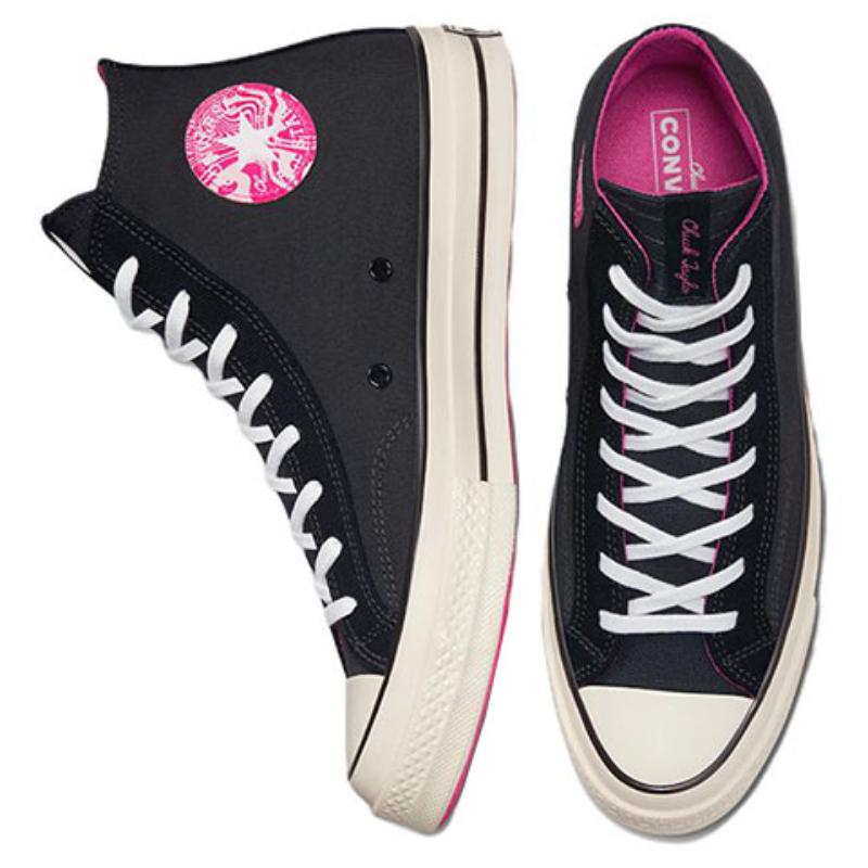 Converse Chuck 70 Wear-Resistant High-Top Canvas Shoes Unisex Black Pink
