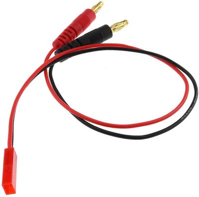 Soft Silicone Charging Cable 20AWG | 4.0mm Banana Plug Male To JST Connector | 30cm | Compatible with  Radiofly | Black, Plastic