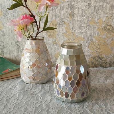 Nordic frische licht farbe mosaik glas vase mode home büro hydrokultur dill blume