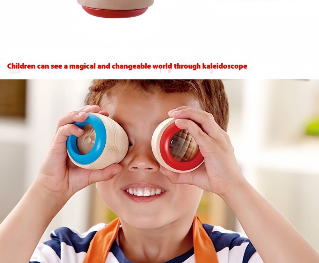 Children's Wooden Kaleidoscope Puzzle Early Education Bee Eye Prism Toy Scientific Observation Physics Experiment