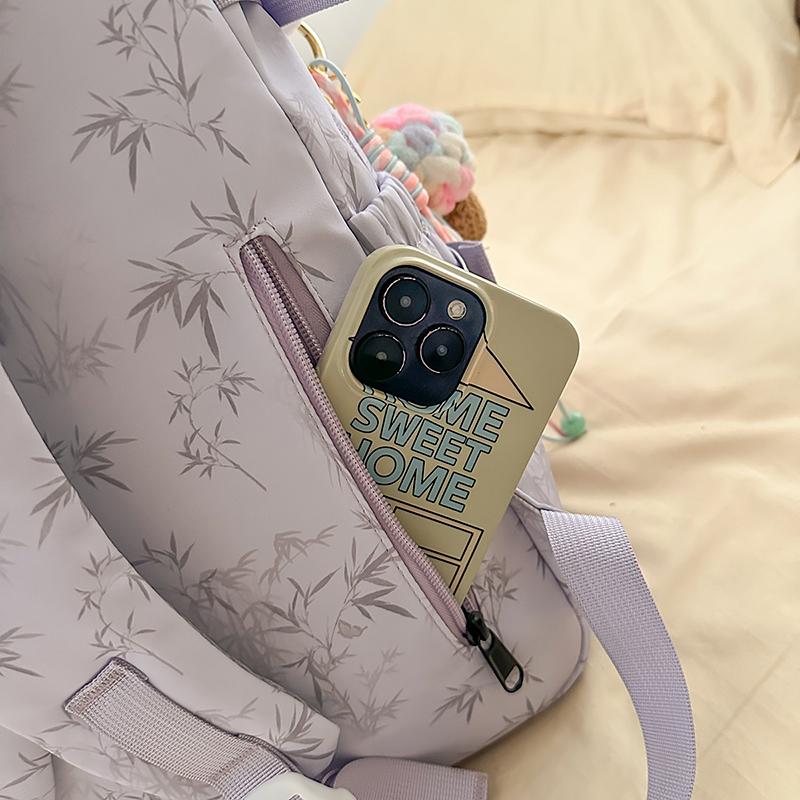 Bamboo Printed Backpack Junior High School Student Schoolbag Lightweight Large Capacity Backpack