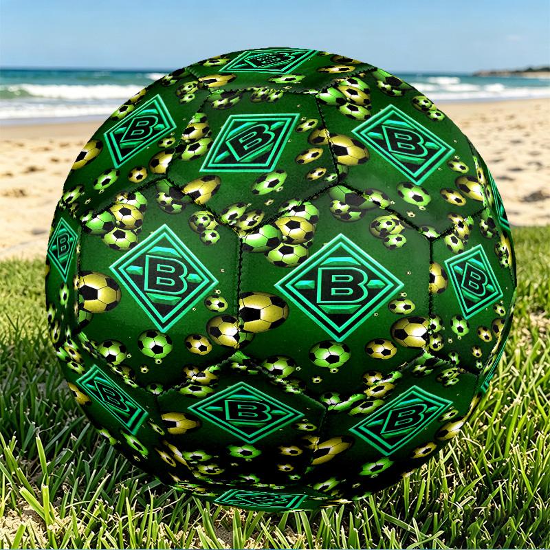 Borussia Monchengladbach Print Size 5 Soccer Ball, PU Wear Resistant Football for Match Training and Daily Practice, Birthday Gift for Soccer Fans