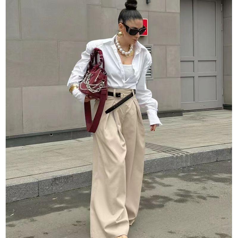 Fashion Style New Design Sense High Waist Temperament Mop Casual Pants High Waisted Casual Pants