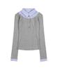 FANCY CLUB Layered Long Sleeve Shirt (Gray) F25Zb023