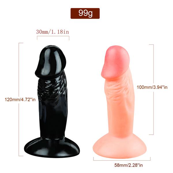 Small Teddy Sucker Simulation Fake Mini Penis Front and Rear Court Anal Plug for Women