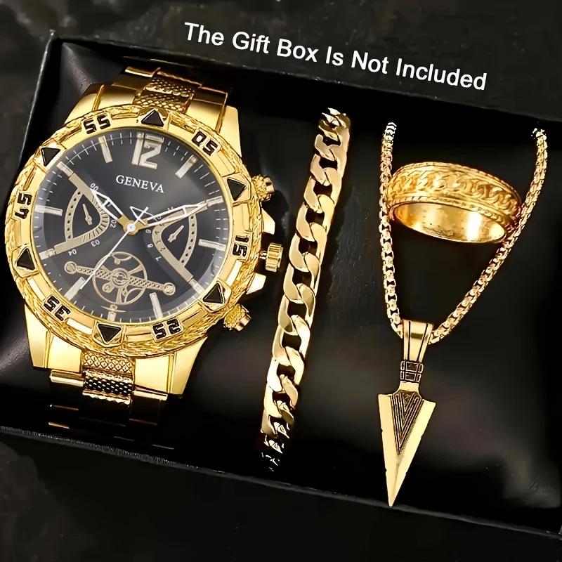 Elegant Men's Watch Set: High-end Business & Gift Collection - 4 Piece Set