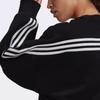 Adidas Originals Trefoil Solid Striped Crew Neck Pullover Sweatshirt Women Tops Black H67036