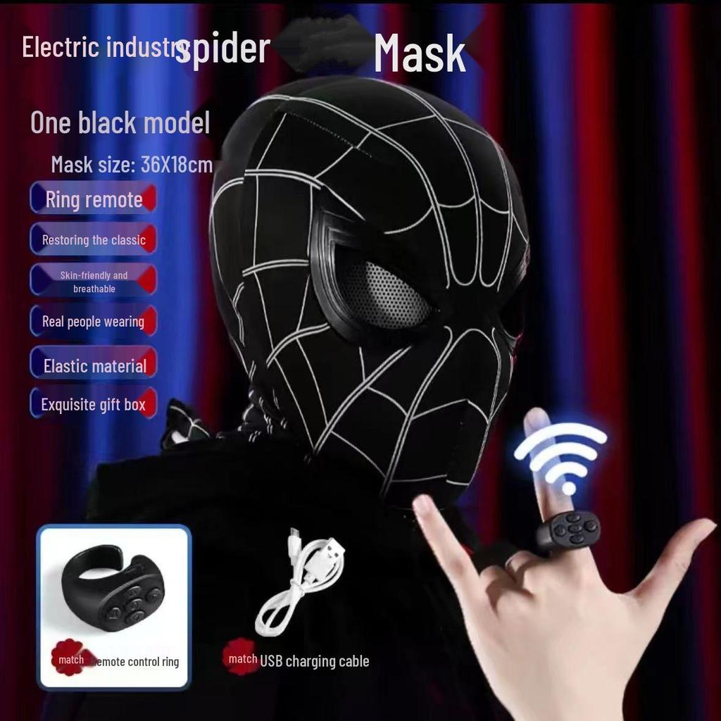 Electric Spider-Man Mask with Blinking Eyes - Light-Up Cosplay Helmet Toy for Kids