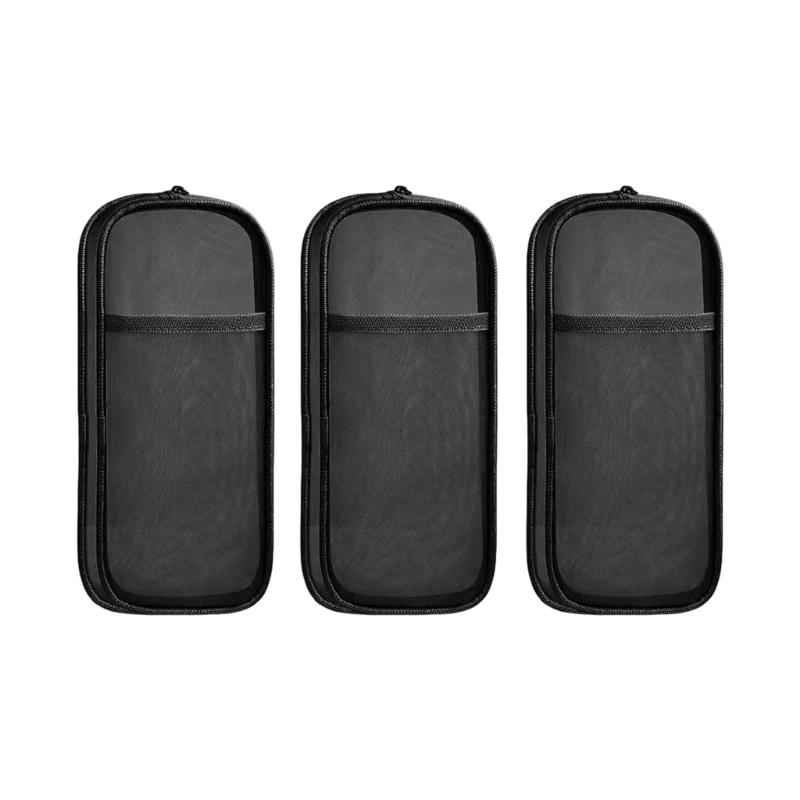 

3 шт. Прозрачная сетчатая сумка для карандашей Пенал Двухслойный пенал для хранения ручек Портативные органайзеры для ручек Прозрачный цветной пенал чёрный