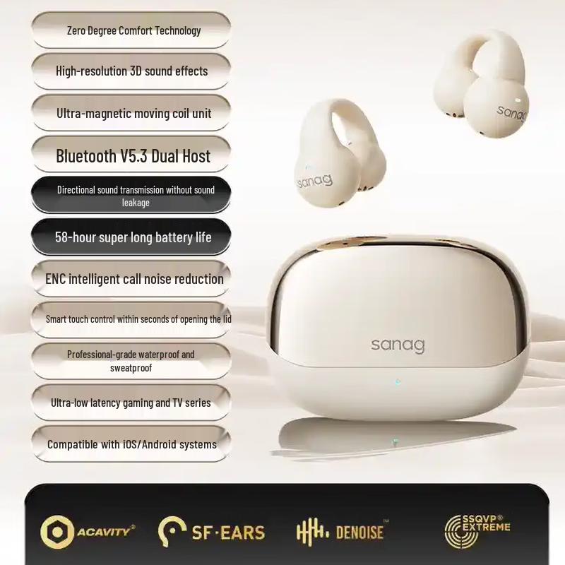 

SANAG S2S Spatial Audio Sport Open-Ear Clip Bluetooth Headphones