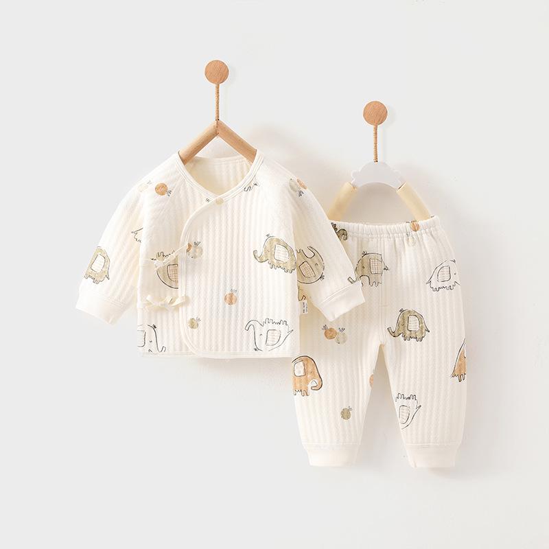 Newborn Quilted Cotton Winter Set: Boneless Two-Piece Outfit for Autumn and Winter