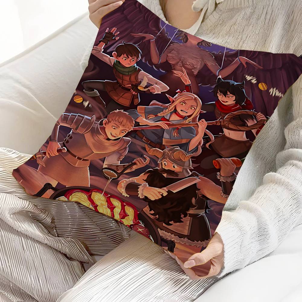 Anime Delicious In Dungeon Cushion Cover Polyester Sofa Cushions Decorative Throw Pillows Home Decoration Pillowcover