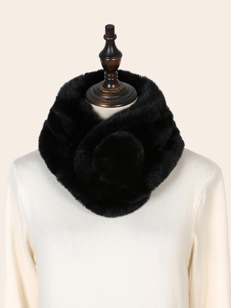 Faux Rabbit Fur Scarf Winter Warm Neckerchief Women Pearl Solid Color Neck Muffler Ladies Thick Scarves