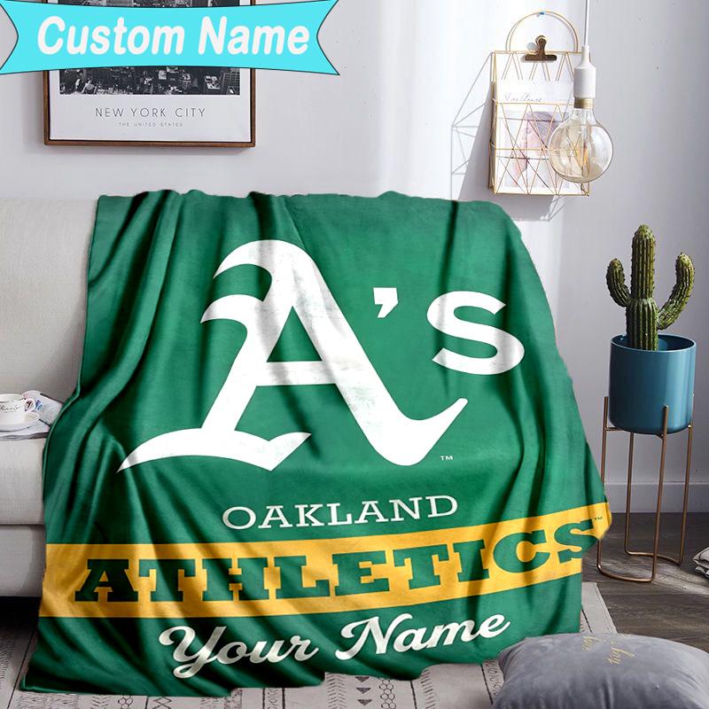 Custom Name Blanket Athletics Oakland Emblem Blanket Bedding Blanket for Travel, Camping, Living Rooms, Offices, Sofas, Fan Christmas gift