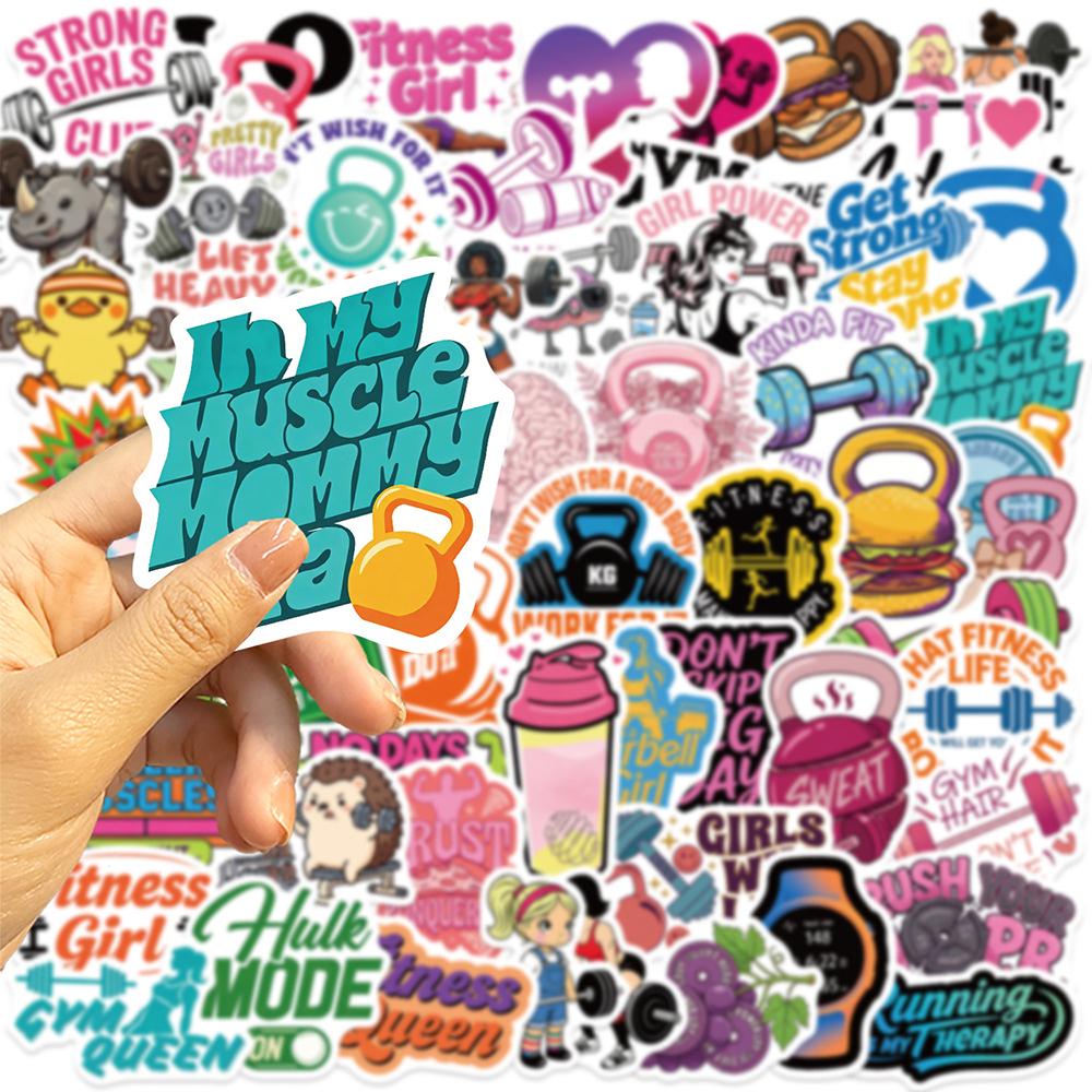 10/30/50/120pcs Funny Animal Sport Stickers Cute Cartoon Exercise Fitness Women Decals DIY Guitar Fridge Suitcase Reward Sticker
