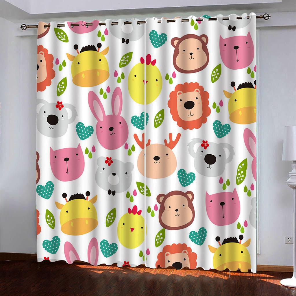 Curtains Polar Bear Elk Penguin Tile Drawing Series 3 Digital Printing High Density Blackout Curtains