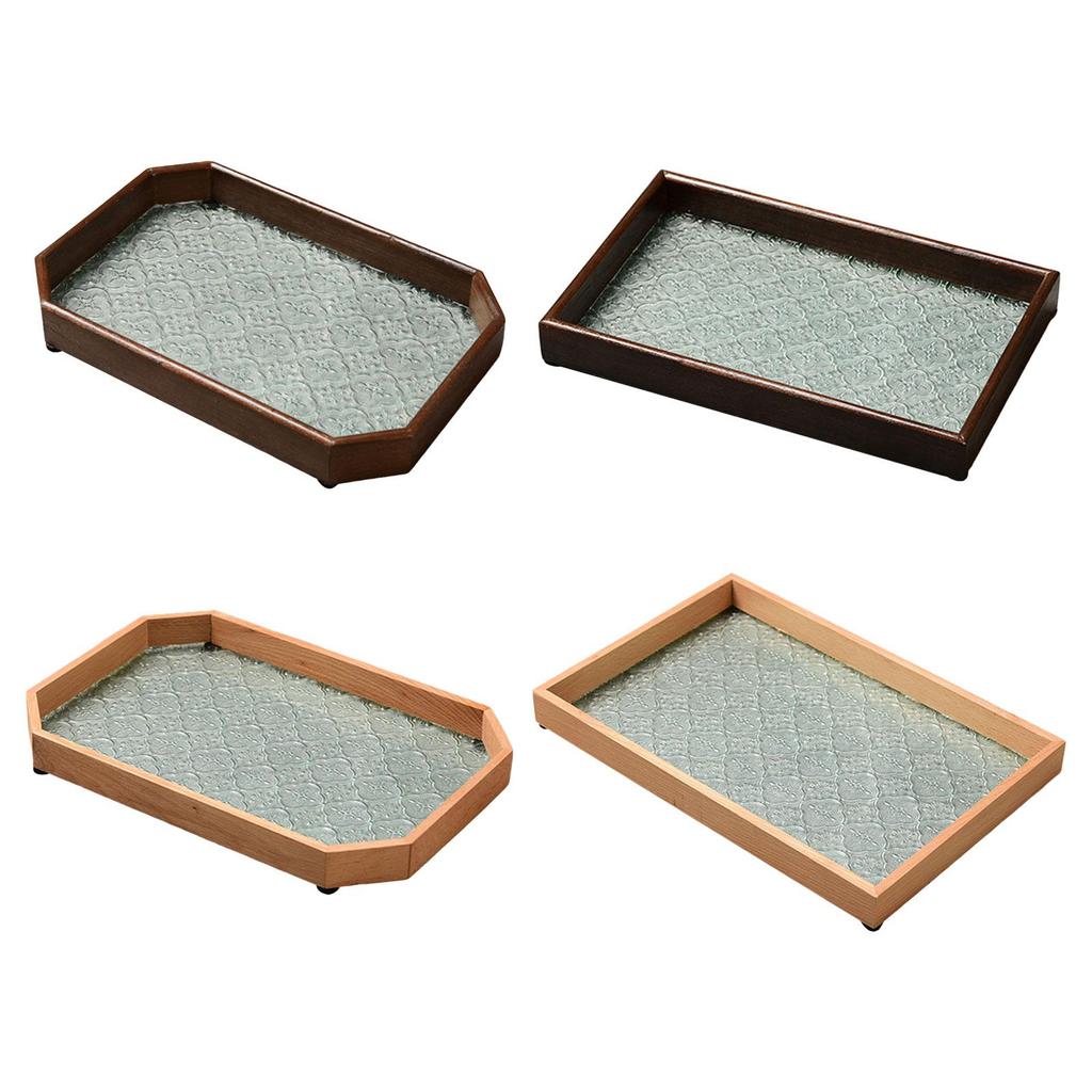 Glass Multipurpose Cup and Mugs Holder Platter Desk Organizer Fruit Snack Trays for Desk Bathroom Table Kitchen Parties