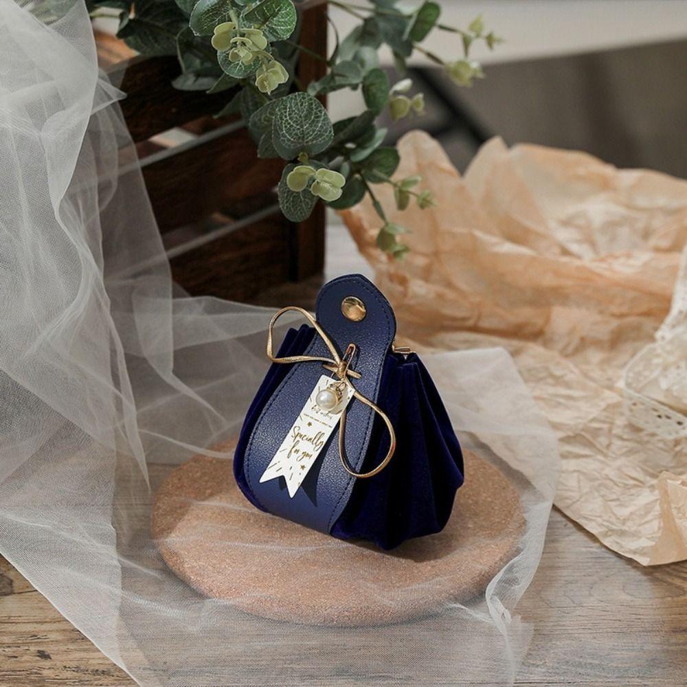 Pu Leather candy bags With Pearls Gift Party Candy Box Creative Gift Flannel Bag For Wedding