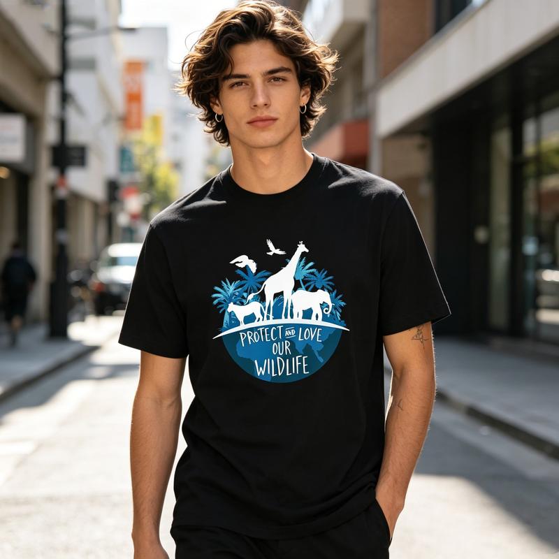 Wildlife Unisexs TShirt Protect and Love Animal Lover Unisex Tee Gift Style T Shirt Casual Summer