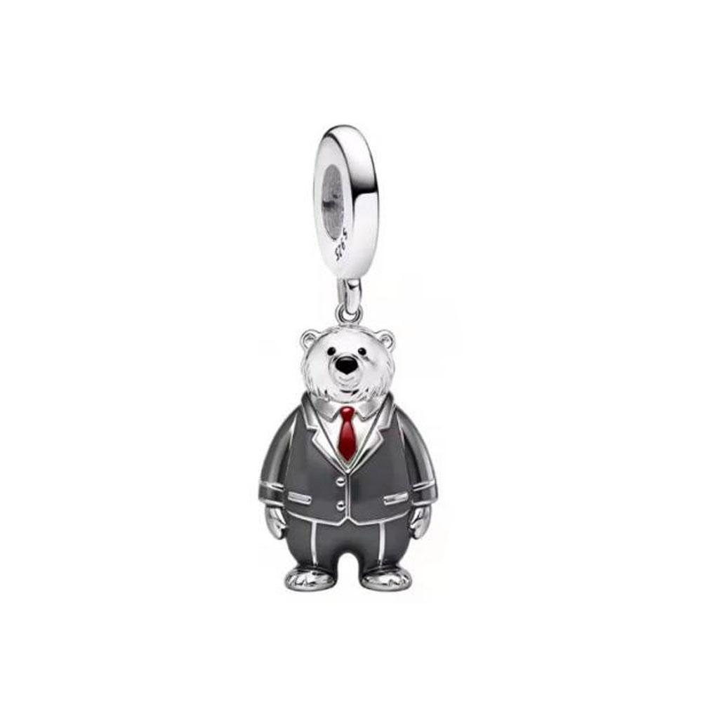 New Cute Blue Fox Rabbit Cartoon Necklace 925 Silver European Style Bracelet DIY Women's Charm Fashion Jewelry Gift