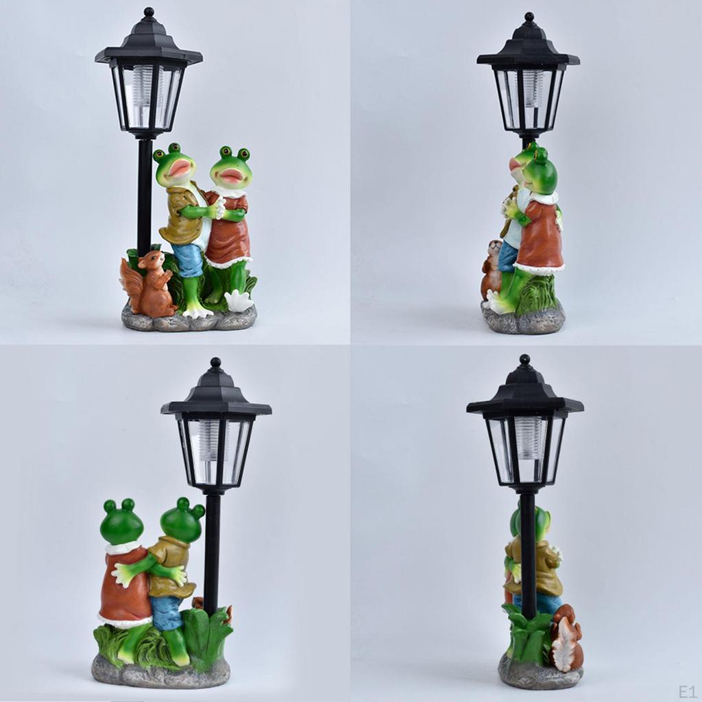 Garden Frog Statue Solar Post Lamp Decor Lawn Porch Display Ornament for Spring