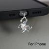 Beautiful Butterfly Phone Dust Plug Accessories Decoration Hanging Pendant for IPhone for Samsung Type-C Charging Port