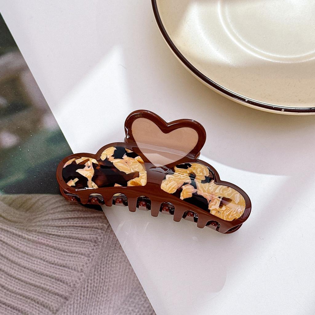 Elegant Retro Heart Hair Claw Clip In Stylish Acetate For Fashionable Women