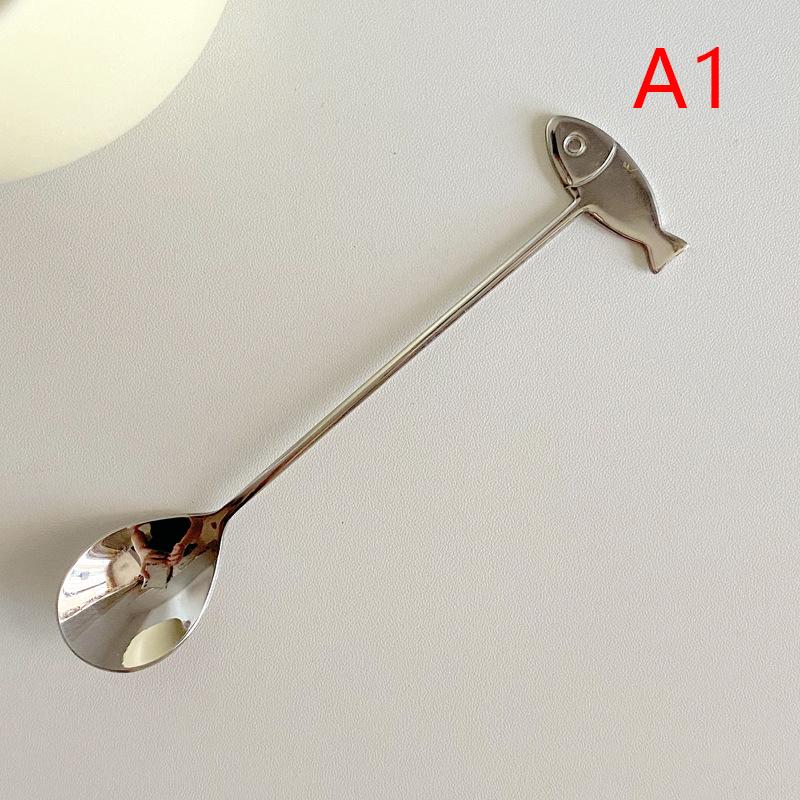 Cute Paintings Cat 304 Stainless Steel Spoon Hollow For Coffee Tea Dessert Spoon Kitchen Tableware Gifts For Students Children