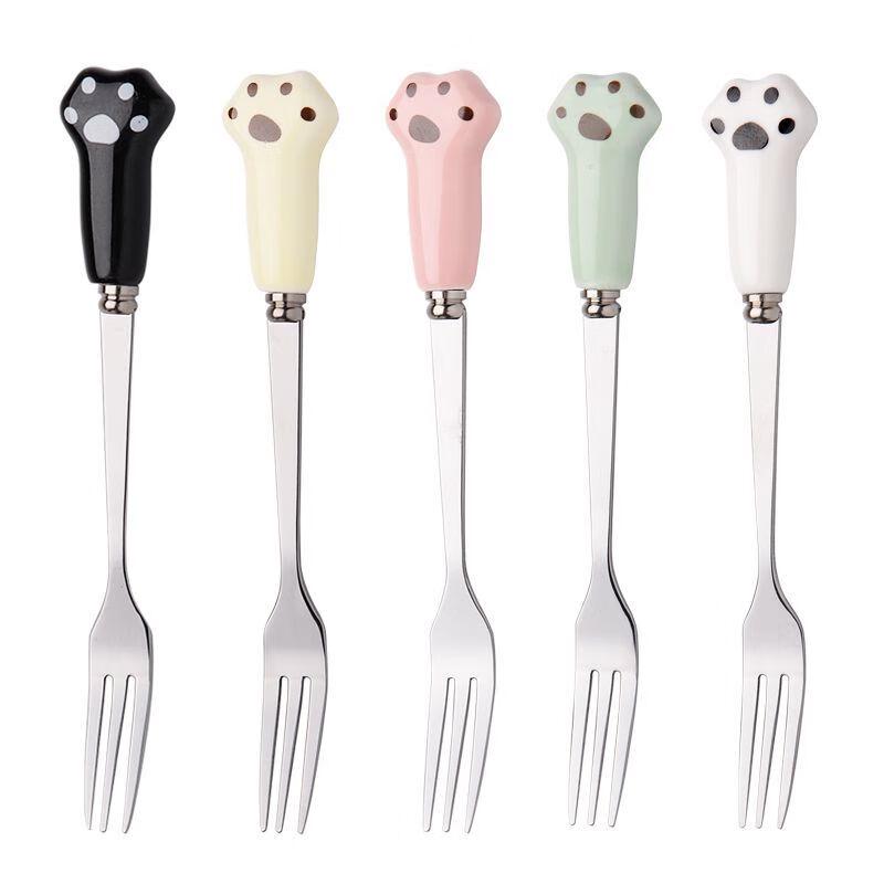 Cute Cat Paw Wooden Fruit & Dessert Fork