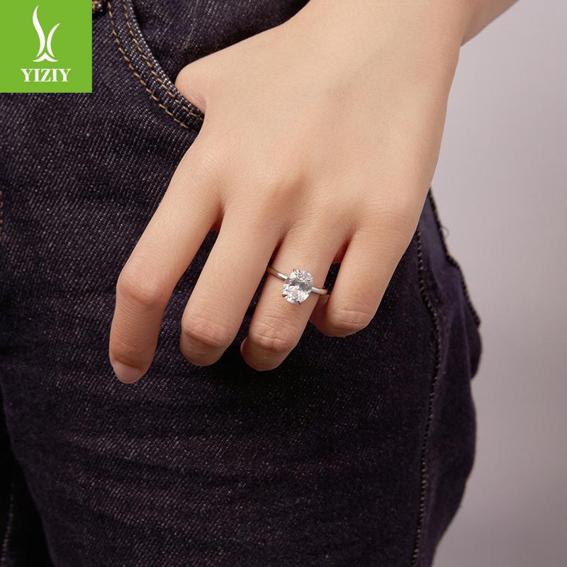 3.5 Carat Zircon Val Cut Engagement Ring Luxury Sparkle S925 Sterling Silver Ring