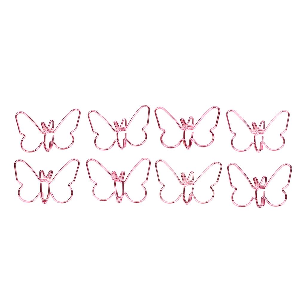 50Pcs Pink Butterflies Paperclip Cartoon Color Plating Innovative Cute Paperclips for Office Home