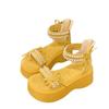 Fashion Platform Sandals Spring and Summer New Pearl Muffin Bottom Elastic Student Leisure Women Word with Sandals