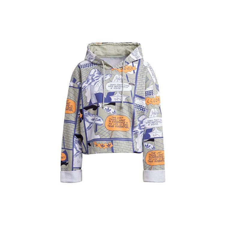 

Adidas Originals Толстовка з логотипом Trefoil Комікс Графіті Коротка Повсякденна Спортивна Кофта-пуловер Жіночі худі Зелений GN4259 40
