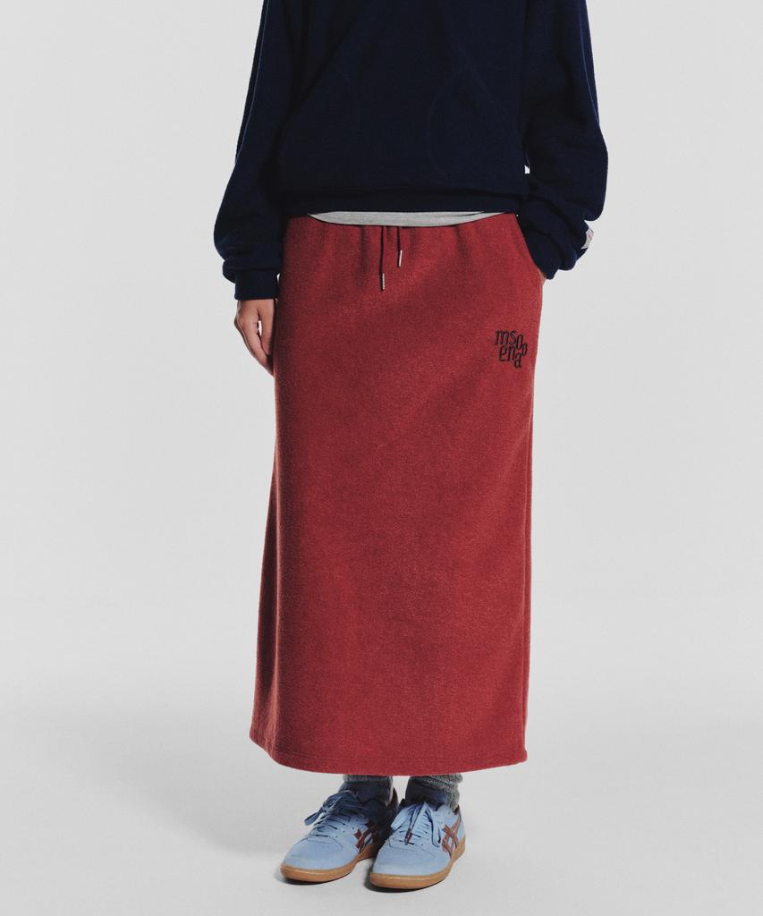 Minasu Terry Fleece Long Skirt_Red