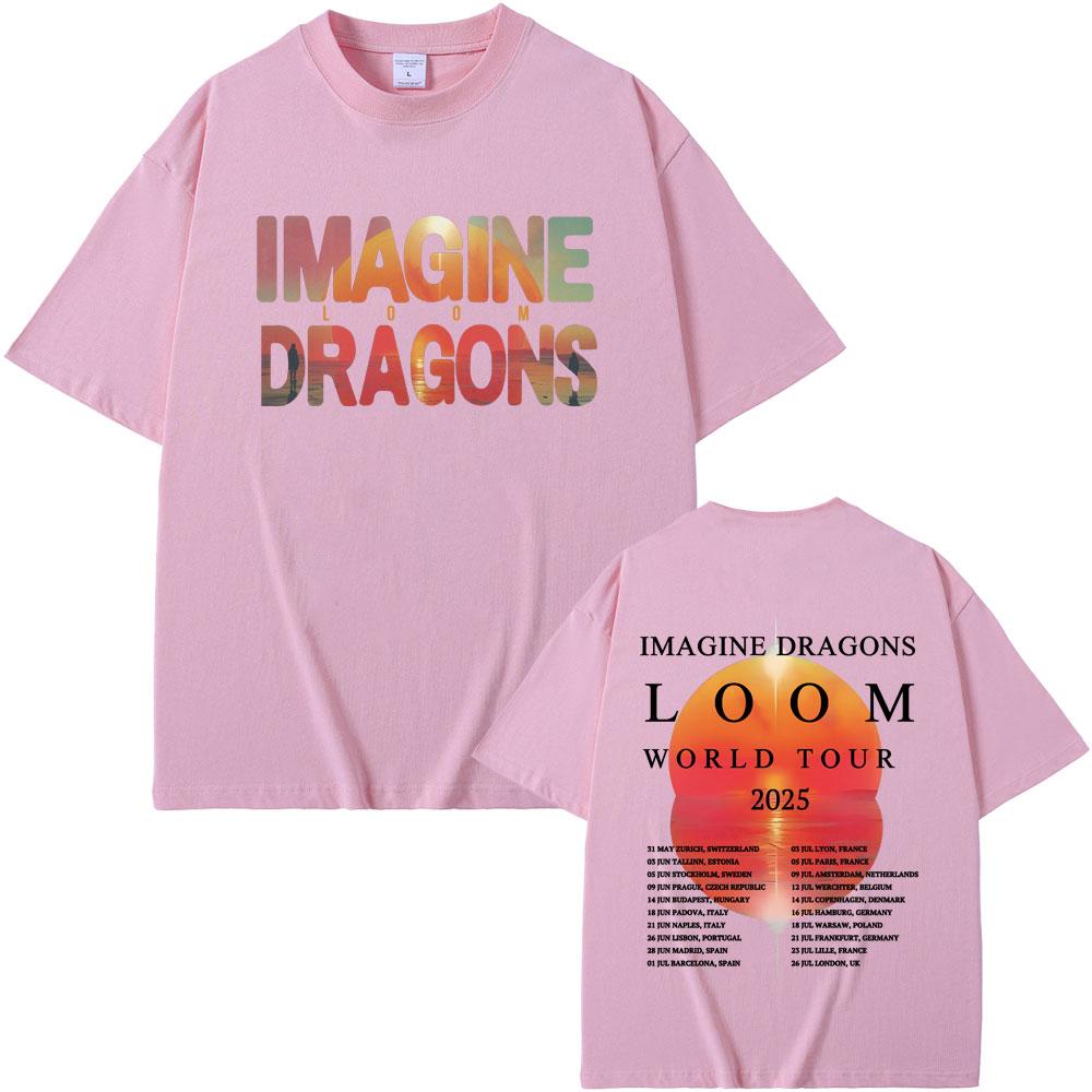 Rock Band Imagine Dragons Loom World Tour 2025 T Shirts Men Women Gothic Vintage Oversized Tshirt Unisex Casual Cotton Tshirt
