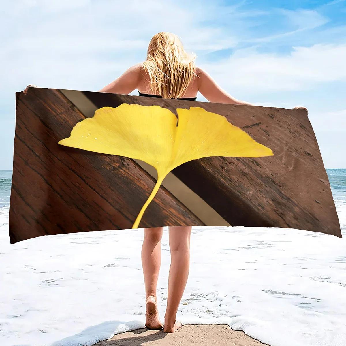 

Bath Towels, Ginkgo Leaves Pool Towels Compact Lightweight Beach Towels Quick Dry Absorbent Lightweight Beach Towel for Travel W40*H60(CM)