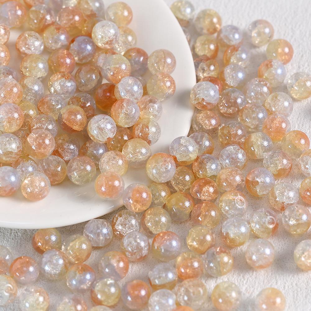 Yori 40pcs 10mm Imitation Crack Glass Beads Round Loose Spacer Beads for Jewelry Making DIY Bracelets Phone Chain Accessories
