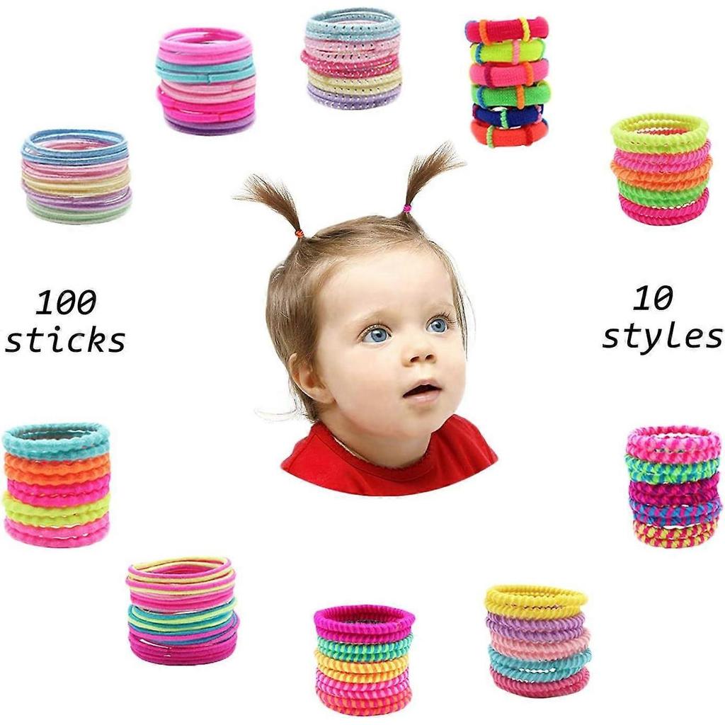 Dww-100 Mixed Hair Elastics for Girls, Stretchable Hair Elastics for Children, Mixed Color Hair Elastics for Girls and Women with Different Hairstyles
