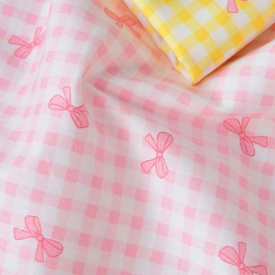 Grid Bow Printed 100% Cotton Fabric For DIY Sewing Clothes Patchwork Quilting Cloth Bedding Blanket Sheet Pillow Decor Handcraft