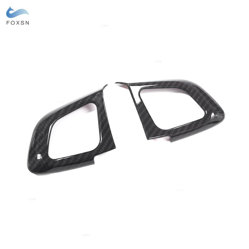 ABS Carbon Texture 2pcs Car Accessories Steering Wheel Button Frame Cover Trim For Land Rover Range Rover Evoque 2011 -