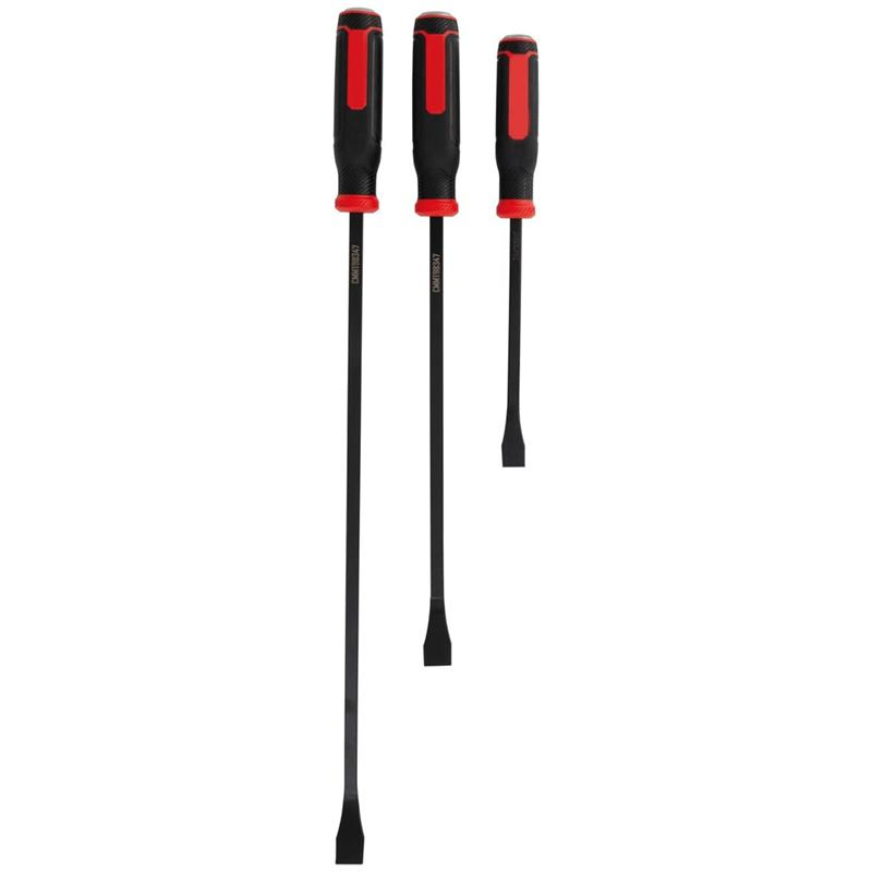 ABLZ-3 Piece Pry Bar Set Crow Bar Includes 12Inch, 18Inch And 24Inch CMMT98347 Black & Red Steel+Rubber
