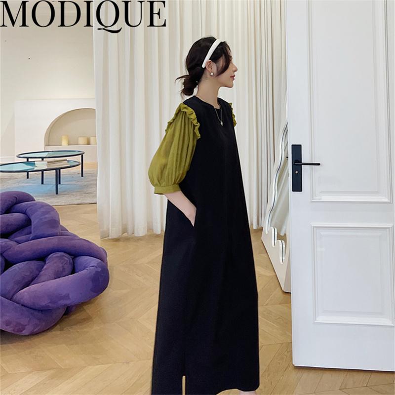MODIQUE Summer Plus Size New Dress Shirt Women Loose Streetwear Cotton Linen Sweet  Dress - Casual Female Dresses O-Neck Lantern Sleeve