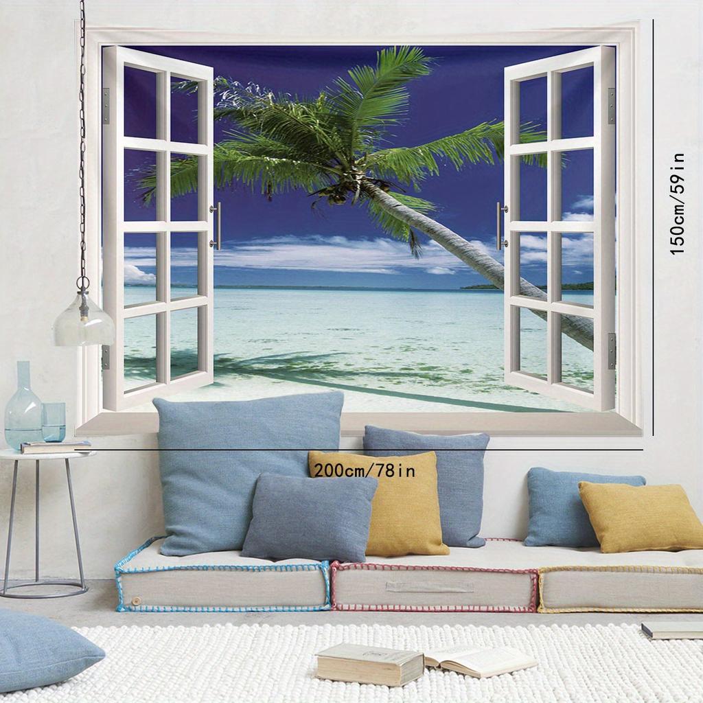 Tapiz Estampado Serie Árbol de Coco Vibe Tropical paisajeTapiz Colgante de Pared Decoración Arte de Pared Tapiz de pared para Dormitorio