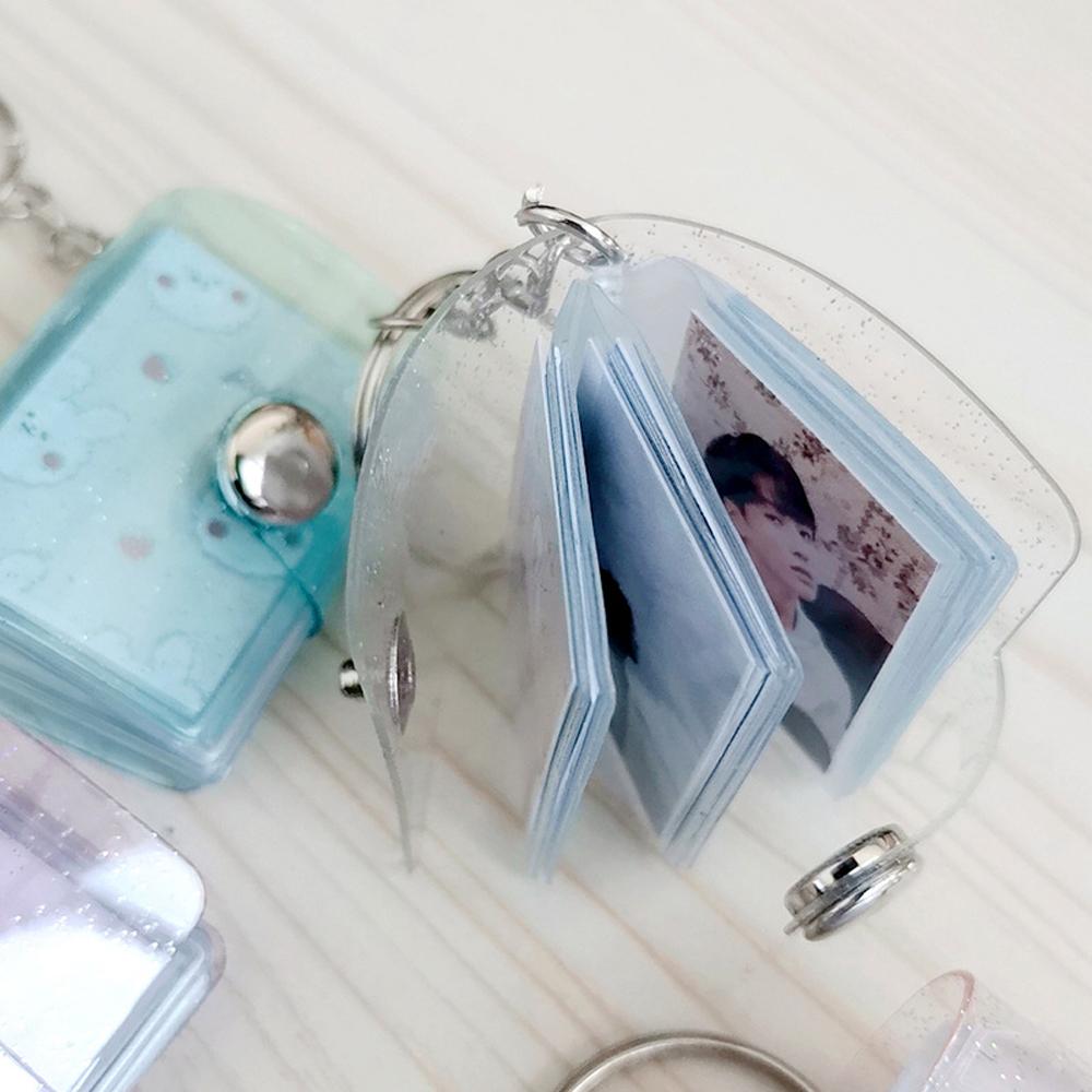 Inch Card Stock 16 Pockets Binders Albums Photo Card Holder Photos Holder Keychain Mini Photo Album