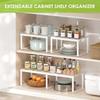 Expandable Cabinet Shelf Organizers Set of 2 Stackable Kitchen Countertop Shelf Storage Spice Rack Mug Organizer for Cabinet Co
