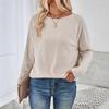 Frühling Neues Damen Locker Langärmlig Lässig Damen Einfarbig Fleece Ärmel T-Shirt Lässiges Vielseitiges Oberteil