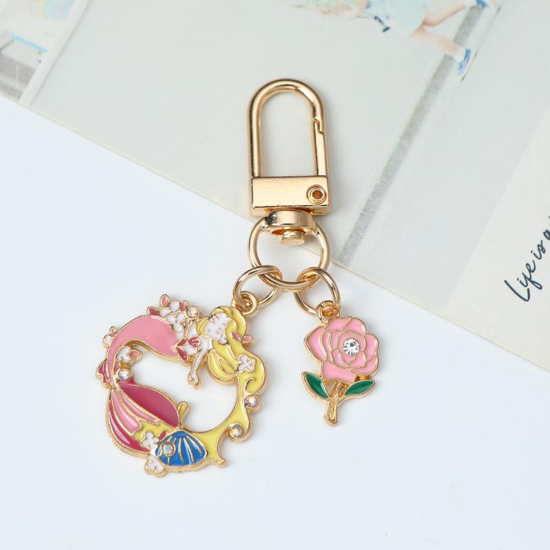 Mermaid Starfish Drip Oil Alloy Keychain Pendant