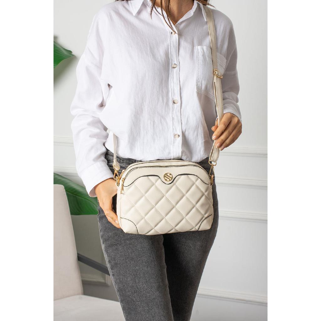 Verstellbare Schulter- und Umhängetasche für Damen mit Kreuzriemen und 4 Fächern