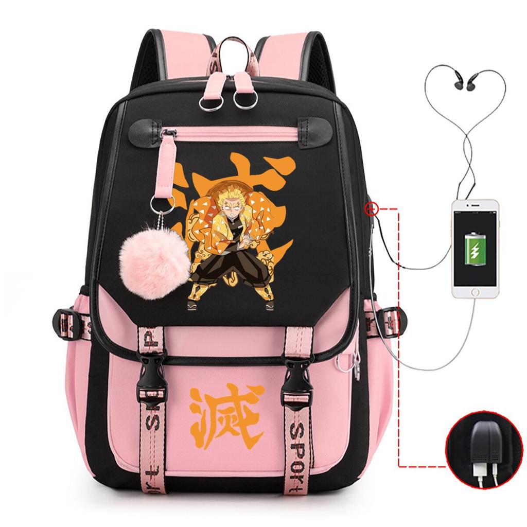Ghost Extermination Surrounding Day Trend Backpack Large Capacity Student Schoolbag Multi-functional Leisure Outdoor Bag